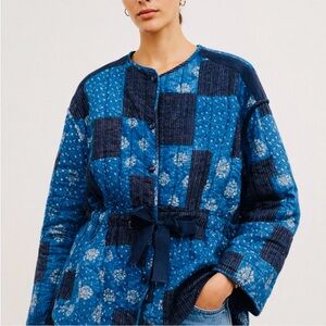 Zara Blue Patchwork Quilted Jacket
